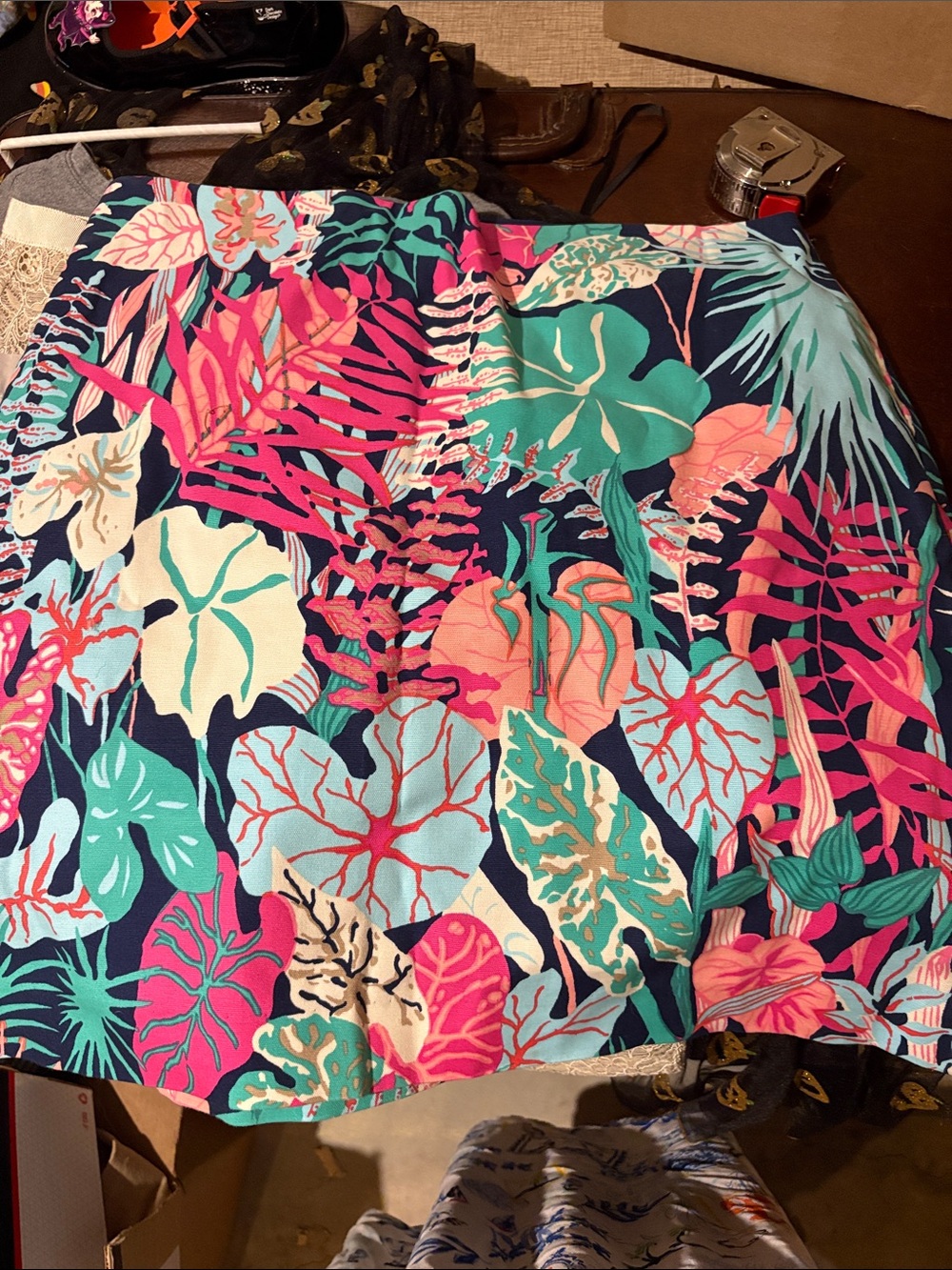 Talbots Women's Tropical Leaf Print Skirt sz 16p NWT Multicolor